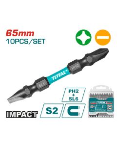 TOTAL UTENSILI TACIM16HL133 - 10 Punte Avvitatore a Impulsi PH2-SL6*1 65mm - Industrial - 