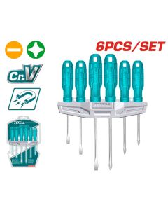 TOTAL UTENSILI THTDC250601 - Set Cacciaviti Professionali da 6 pezzi - 