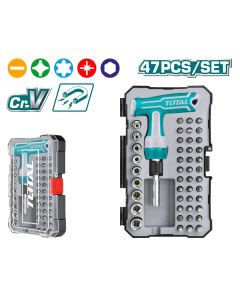 TOTAL UTENSILI TACSD30476 - Cacciavite a T con 44 punte incluse - 