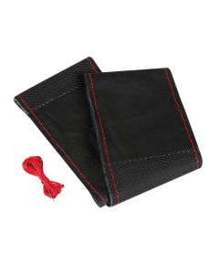 PILOT - Sport, coprivolante in pelle - L - Ø 37/39 cm - Nero/Rosso
