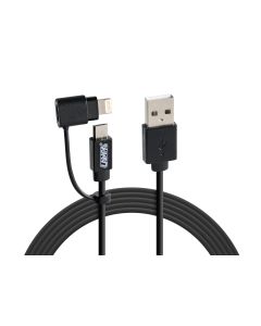 Cavo Usb > Lightning + Micro Usb - 100 cm - Nero