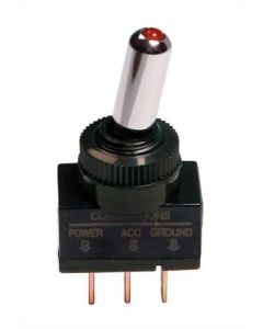 LAMPA - Interruttore a leva tipo Racing, in alluminio con spia a Led -  12/24V - Rosso -  20A