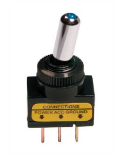 LAMPA - Interruttore a leva tipo Racing, in alluminio con spia a Led -  12/24V - Blu -   20A