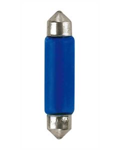 PILOT - 12V Blue Dyed Glass, Lampada siluro - 11x44 mm - 10W - SV8,5-8 - 2 pz  - D/Blister