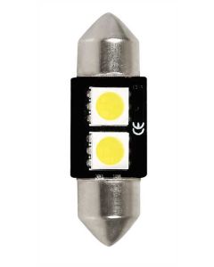 PILOT - 12V Hyper-Led 6 - 2 SMD x 3 chips - 10x32 mm - SV8,5-8 - 1 pz  - D/Blister - Bianco - Doppia polarità - Resistenza incorporata