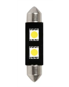 PILOT - 12V Hyper-Led 6 - 2 SMD x 3 chips - 10x42 mm - SV8,5-8 - 1 pz  - D/Blister - Bianco - Doppia polarità - Resistenza incorporata