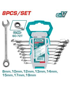 TOTAL UTENSILI THT102RK086 - Set 8 Chiavi a Cricchetto 8-19 - Industrial - 