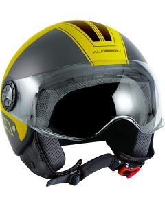 Al Helmets - Casco Demi Jet 101 con VISIERA ELICOTTERISTA - MATURE Nero\Giallo