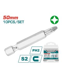 TOTAL UTENSILI TAC16PH223 - Set da 10 Punte PH2 - 50mm - Industrial - 