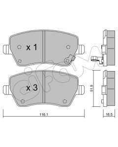 CIFAM 8224851 - Kit pastiglie freno, Freno a disco