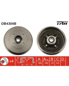 TRW DB4304B - Tamburo freno