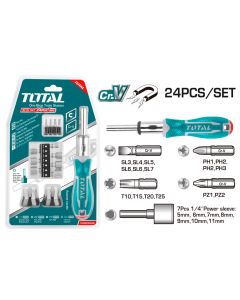 TOTAL UTENSILI TACSD30246 - Cacciavite a cricchetto - 23 punte incluse - 