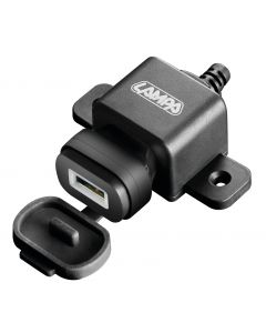LAMPA - Usb Fix Plug, caricatore Usb con fissaggio a vite e spinotto universale - Fast Charge - 2400 mA - 12/24V