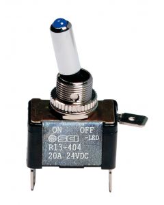 LAMPA - Interruttore a leva, in alluminio con spia a Led -  12/24V - Blu -   20A