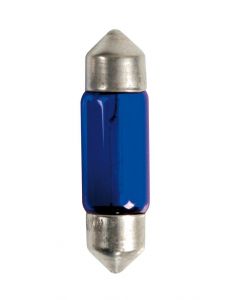 PILOT - 12V Blue Dyed Glass, Lampada siluro - (C10W) - 11x35 mm - 10W - SV8,5-8 - 2 pz  - D/Blister