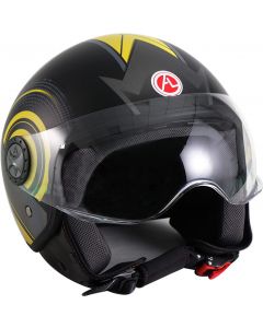 Al Helmets - Casco Jet 101 con VISIERA ELICOTTERISTA - CIRCLE Nero\Giallo