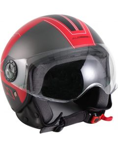 Al Helmets - Casco Demi Jet 101 con VISIERA ELICOTTERISTA - MATURE Nero\Rosso