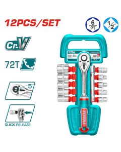 TOTAL UTENSILI THT141121 - Cricchetto 1/2" - Set da 12 - Industrial - 