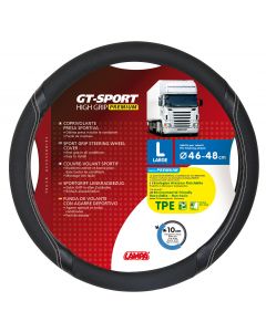 LAMPA - GT-Sport, coprivolante in Skeentex - L - Ø 46/48 cm - Nero/Argento