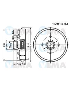 VEMA 800977 - Tamburo freno